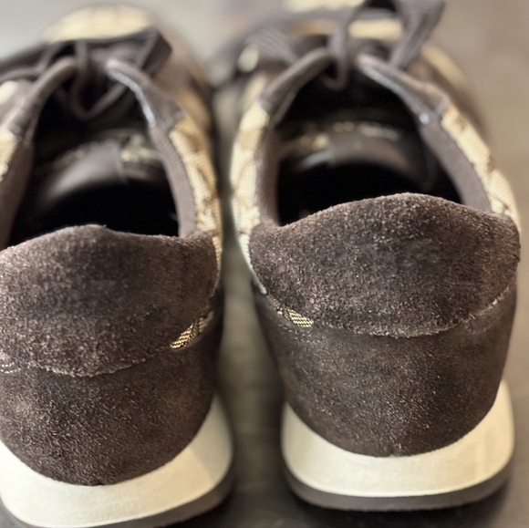 New Coach Women’s Signature Jacquard Leather Suede Designer Running Sneakers - Picture 8 of 13